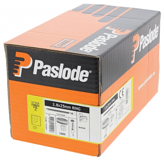 Paslode Impulse Pack - plastmagazinierte Coilngel - Edelstahl (gerillt) -  2,8 x 25 mm