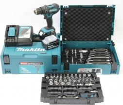Makita Akku-Schlagbohrschrauber DHP482JX13 + 120-tlg. Werkzeugset